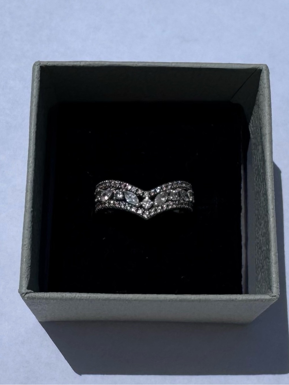 Retired Pandora Sterling Silver Sparkling Marquise Double Wishbone Ring